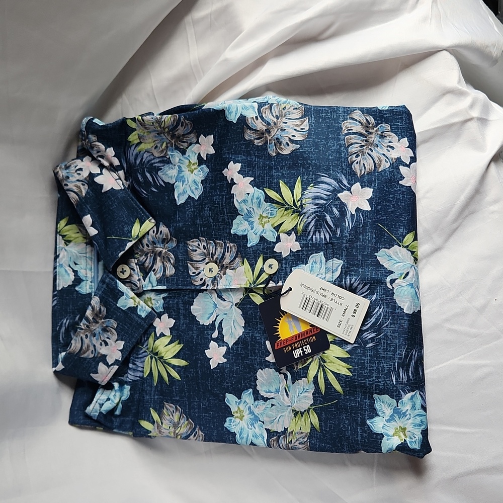 NWT Johnnie-O  3 Button Shirt Size Small Penscola Color Lake**